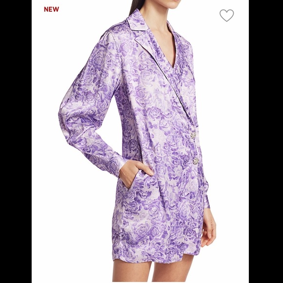 NWT Ganni Long Sleeve Heavy Silk Dress - Picture 5 of 7